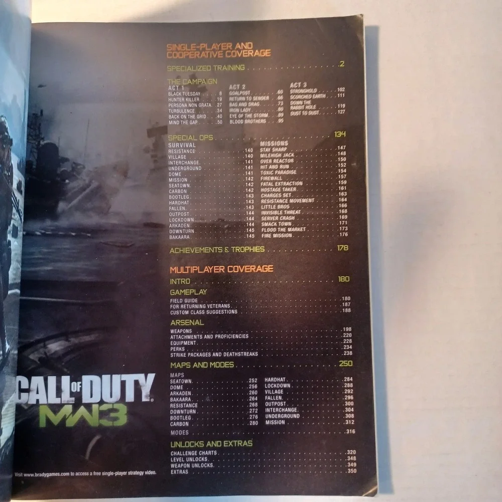 2011 Call of Duty MW3 Modern Warfare 3 BradyGames Series Strategy Guide Book